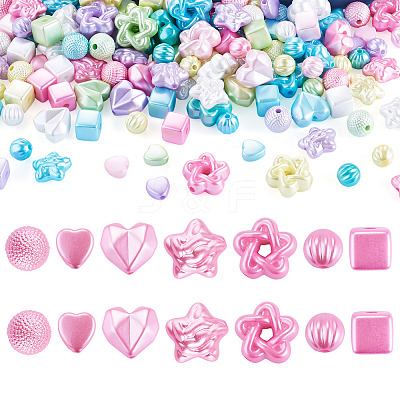 140G 7 Styles Opaque ABS Plastic Beads MACR-TA0002-82-1