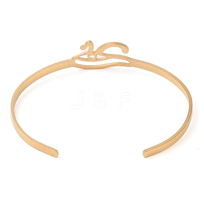 201 Stinless Steel God Eye of Horus Cuff Bangles for Women LS-BJEW-P337-01G-1