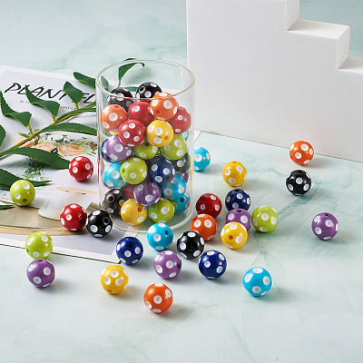 80Pcs 8 Colors Opaque Resin Beads RESI-CW0001-06B-1