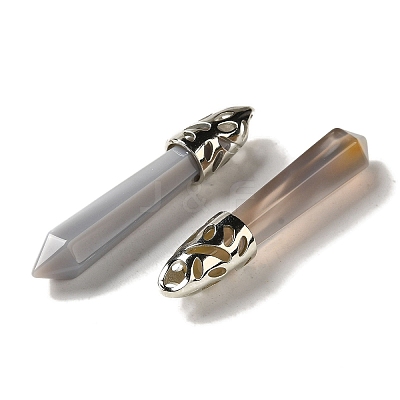 Natural Grey Agate Pointed Big Pendants G-Z055-01P-09-1