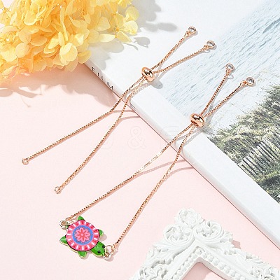 Rack Plating Brass Box Chain Slider Bracelets MAK-YW0001-04RG-1
