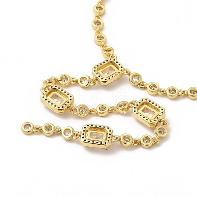 Clear Cubic Zirconia Rectangle Lariat Necklace NJEW-E074-05G-1