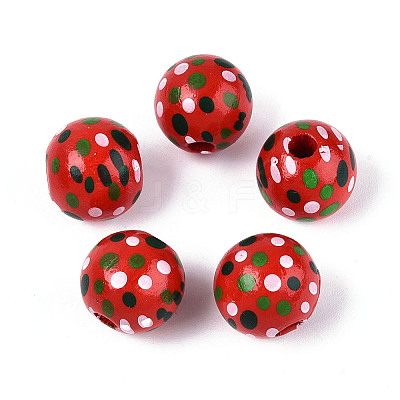 Spray Painted Schima Wood Beads WOOD-T032-36F-1
