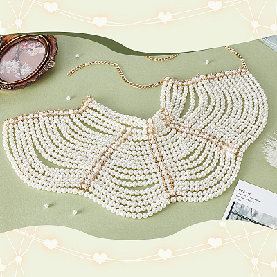 Resin Imitation Pearl Handmade Shoulder Chain FIND-WH0152-906-1