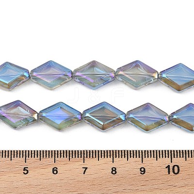 Electroplate UV Plating Glass Beads Strands EGLA-B010-01A-HP04-1