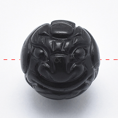 Carved Round Natural Obsidian Beads G-P360-01-10mm-1