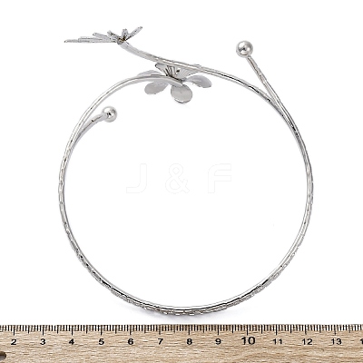 Flower Alloy Arm Cuff Bangles for Girl Women LS-AJEW-A063-01G-P-1