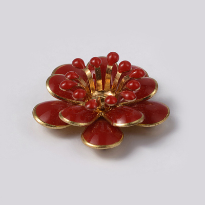 Flower Brass Enamel Cabochon Settings X-KK-K114-DM-G-1