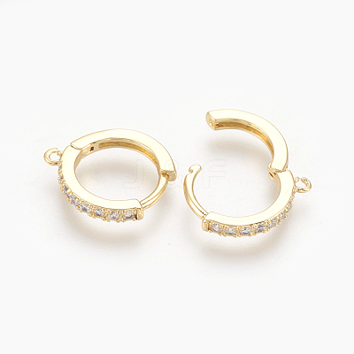 Brass Micro Pave Cubic Zirconia Huggie Hoop Earring Findings KK-O112-13G-1