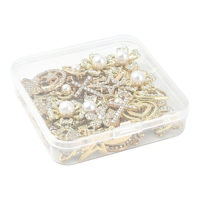 50Pcs 10 Styles Alloy Crystal Rhinestone Pendants ALRI-FS0001-14-1