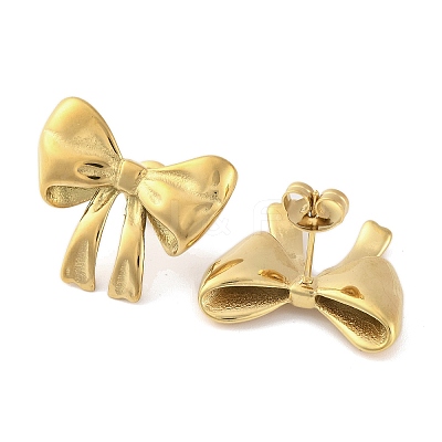 Ion Plating(IP) 304 Stainless Steel Stud Earrings for Women EJEW-N054-08G-1
