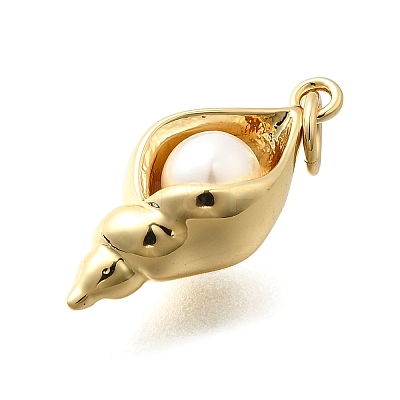 Brass & ABS Imitation Pearl Pendants X-KK-D339-18G-1