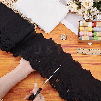 2 Colors Cotton Embroidery Flower Ribbons OCOR-PH0005-78-1