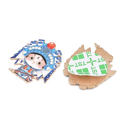 Peking Opera Cat Alloy Enamel Cabochons AL-CBA1A6F-04KCG-D-1