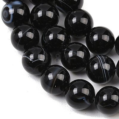 Natural Black Agate Bead Strands LS-G-G962-10mm-12-A-1