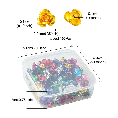 150Pcs Aluminum 3D Rose Flower FIND-FS0001-63-1