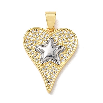 Two Tone Brass Micro Pave Clear Cubic Zirconia Pendants KK-L268-025G-05-1