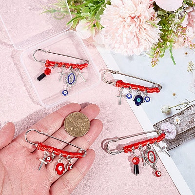 4Pcs 4 Styles Steel Brooches JEWB-DR00026-1