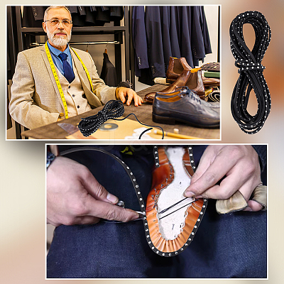 Flat Leather Craft Shoemaker Cord with Metal Rivet AJEW-WH0561-08B-1