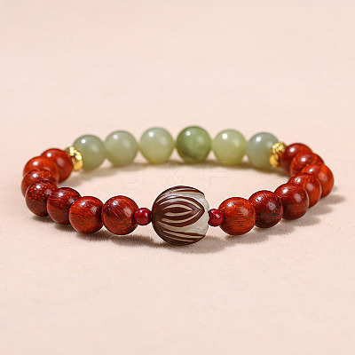 Natural  Bodhi Wood Beads Stretch Bracelets WG92C20-07-1