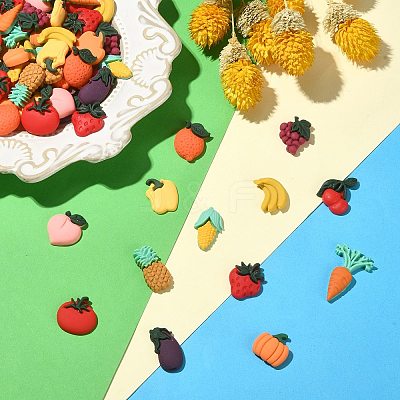 Vegetables and Fruits Theme Resin Cabochons CRES-CJ0001-10-1