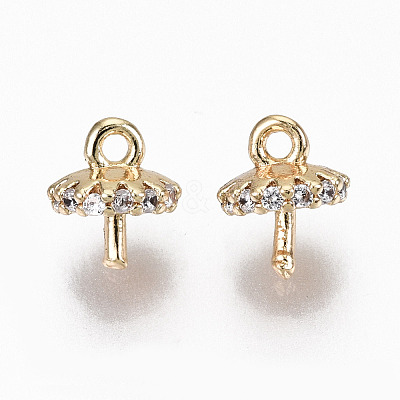 Brass Micro Pave Clear Cubic Zirconia Peg Bails Charms X-KK-N231-225-NF-1