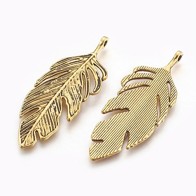 Tibetan Style Alloy Leaf Big Pendants LS-PALLOY-A15448-AG-NF-1