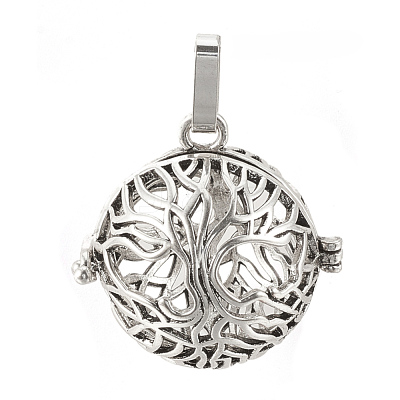 Rack Plating Brass Cage Pendants KK-S751-007AS-1