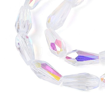 AB Color Plated Transparent Glass Teardrop Beads Strands EGLA-T029-08A-1