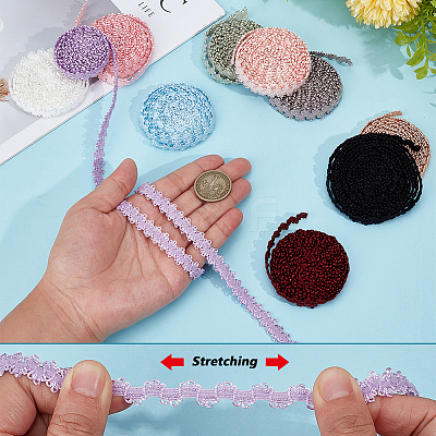 20 Yards 10 Colors Nylon Pleated Elastic Mesh Lace Ribbon OCOR-BC0009-33-1