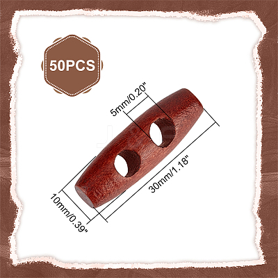 50Pcs 2-Hole Wood Buttons BUTT-UN0001-28B-01-1