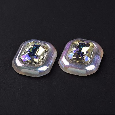 Rainbow Iridescent Plating Acrylic Cabochons OACR-E011-07-1
