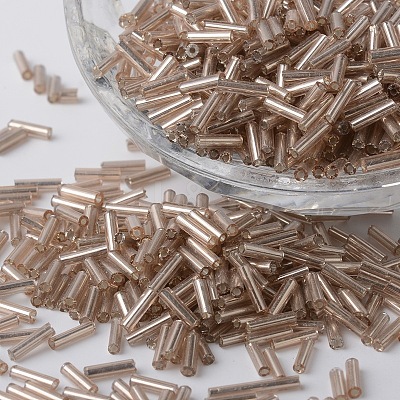 Tube Silver Lined Round Hole Glass Bugle Beads X-SEED-K001-A11-1