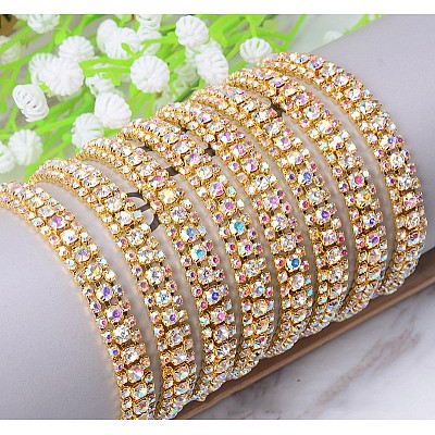 Brass Rhinestone Strass Chains CHC-WH0001-06G-1