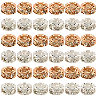 50Pcs 2 Colors Brass Rhinestone Beads KK-PA0001-04-1