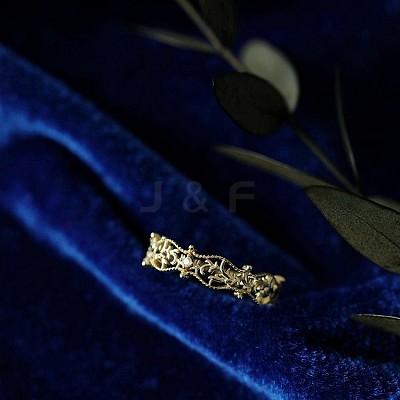 Hollow Out Leaf Brass Micro Pave Clear Cubic Zirconia Finger Rings FS-WGFDF8C-01-1
