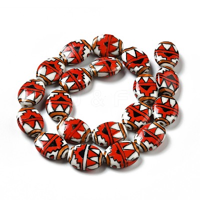 Handmade Printed Porcelain Beads PORC-F005-01E-1