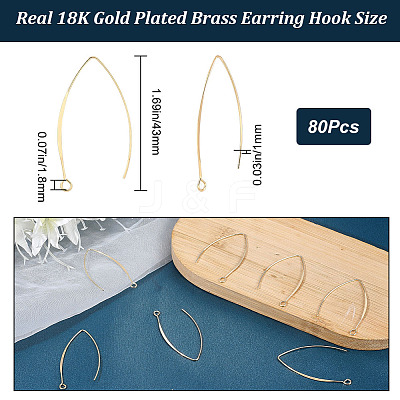 80Pcs Brass Earring Hooks KK-CN0002-32-1