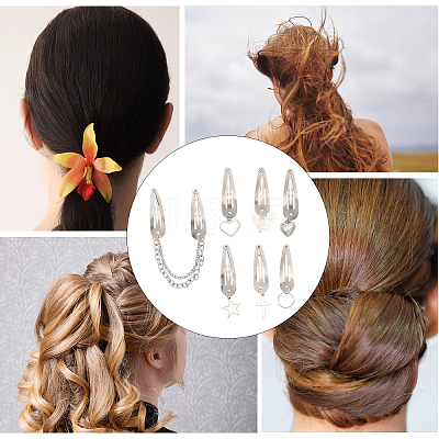 24Pcs 7 Style Iron Snap Hair Clips BJEW-GL0001-09-1