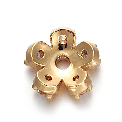 Brass Micro Pave Cubic Zirconia Bead Cap ZIRC-E158-10G-1