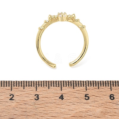 Brass Micro Pave Cubic Zirconia Cuff Open Rings CU-CBAEC29-05G-1