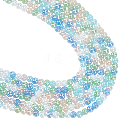8 Strands Transperant Electroplate Glass Beads Strands GLAA-BBC0001-04A-1