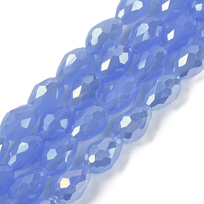Opaque Solid Color Electroplate Glass Beads Strands LS-EGLA-N013-J10mm-B06-1