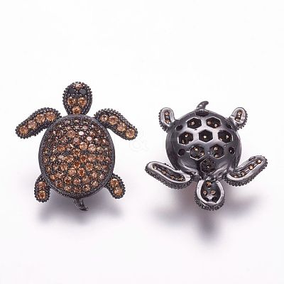 Brass Micro Pave Cubic Zirconia Beads ZIRC-F054-14B-08-1