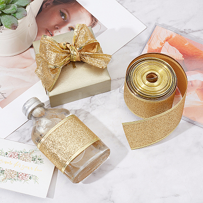 Sparkle Wired Edge Polyester Ribbon OCOR-WH0071-026A-1