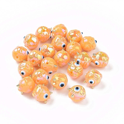 UV Plating Rainbow Iridescent Acrylic Beads OACR-A018-03-1