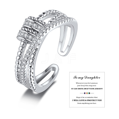 Brass Micro Pave Clear Cubic Zirconia Rotating Cuff Rings FS-WG95F24-04-1