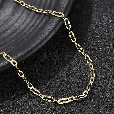 3MM Brass Textured Oval Link Chain Necklaces for Women Men NJEW-F355-01G-1