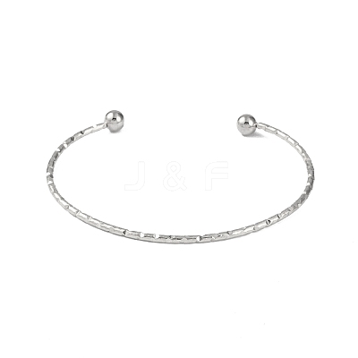 Non-Tarnish 304 Stainless Steel Textured Open Cuff Bangles for Women BJEW-S155-03P-1