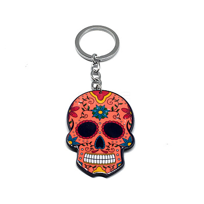 Plastic Pendant Keychain SKUL-PW0002-060D-1